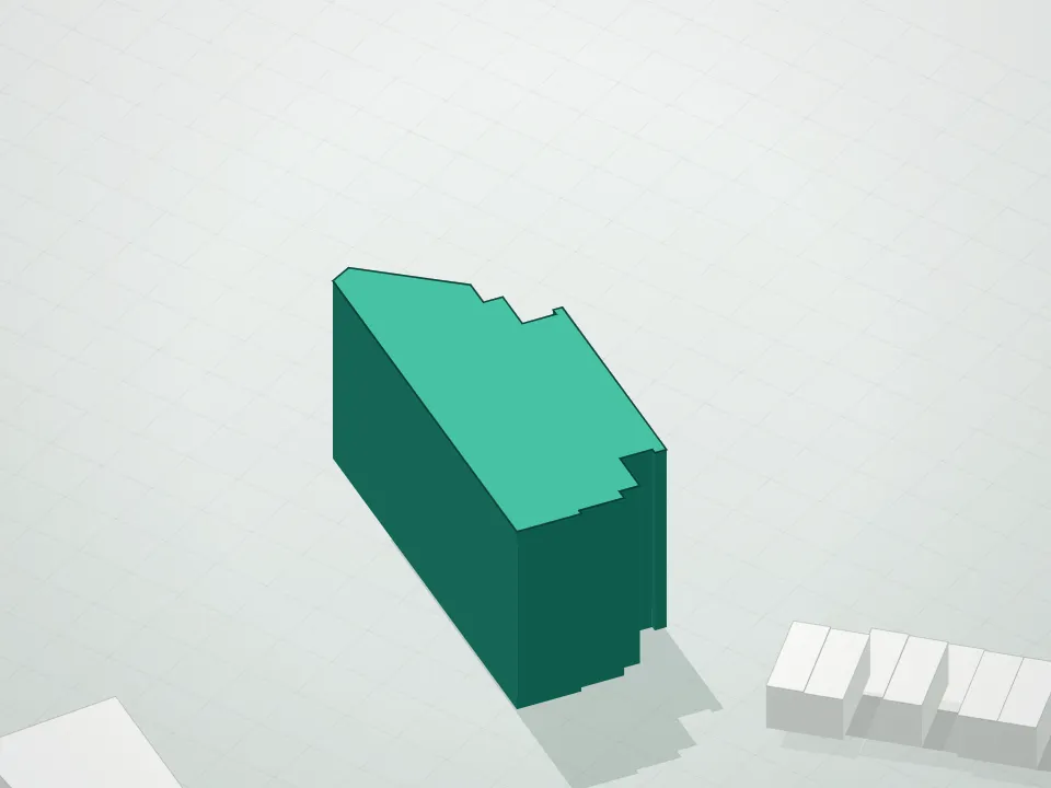 3D massing drawing of 111-20 73rd Avenue and neighboring buildings