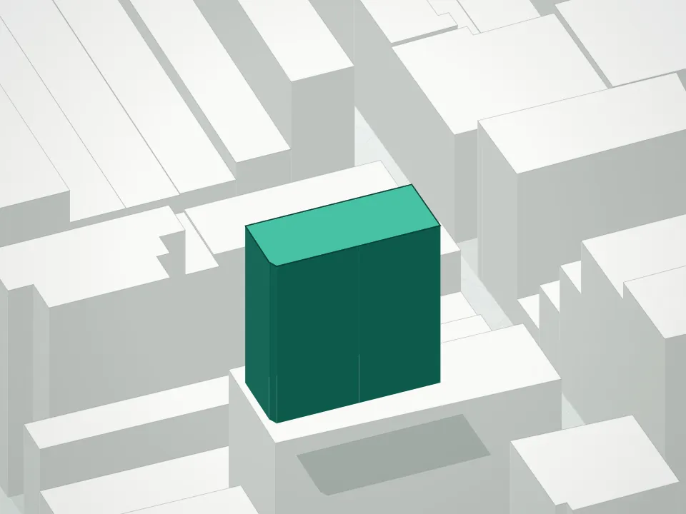 3D massing drawing of Cortlandt Place Condominium and neighboring buildings