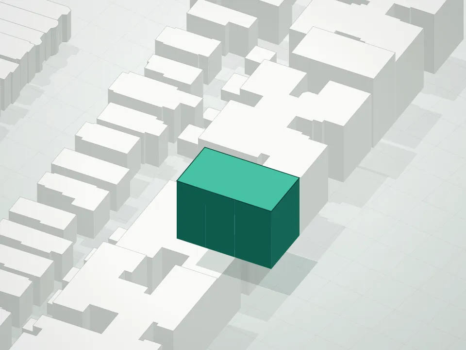 3D massing drawing of Imperial Park Condominium and neighboring buildings