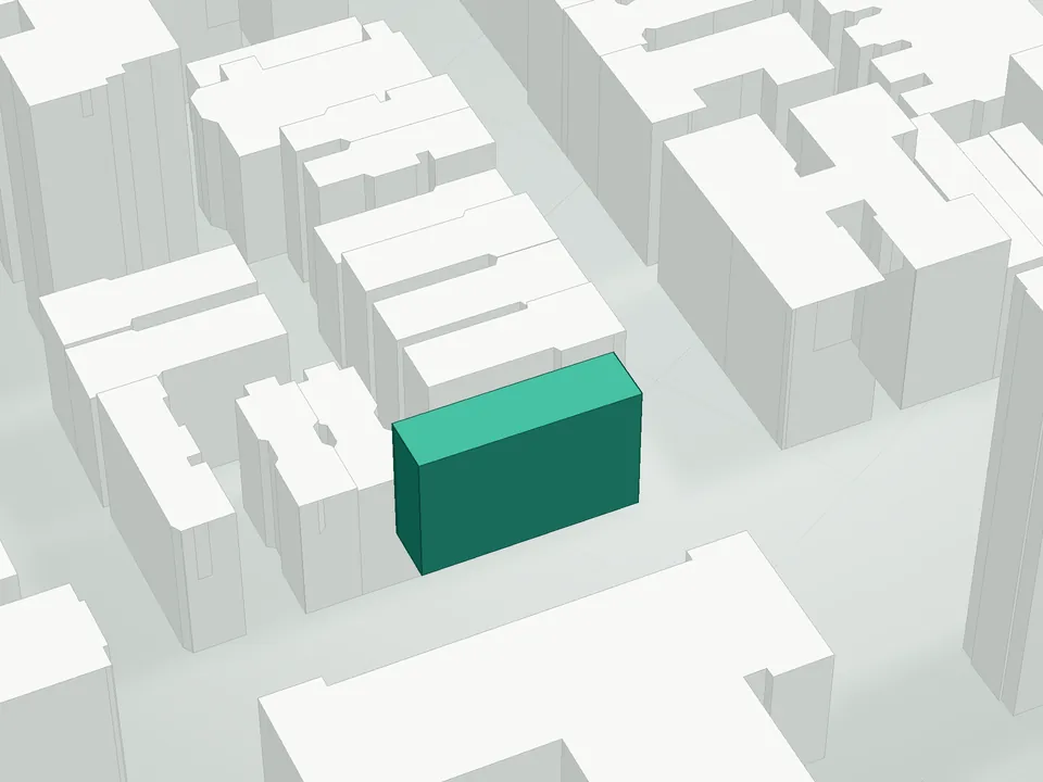 3D massing drawing of 1630 Madison Avenue Condominium, 1630 Madison Avenue, Manhattan, and neighboring buildings