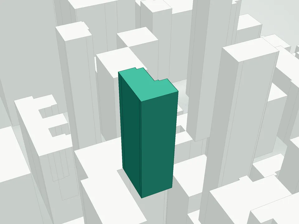 3D massing drawing of Trump Park Avenue, 502 Park Avenue, Manhattan, and neighboring buildings