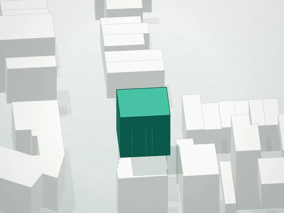 3D massing drawing of 40 Middleton Street Condominium and neighboring buildings