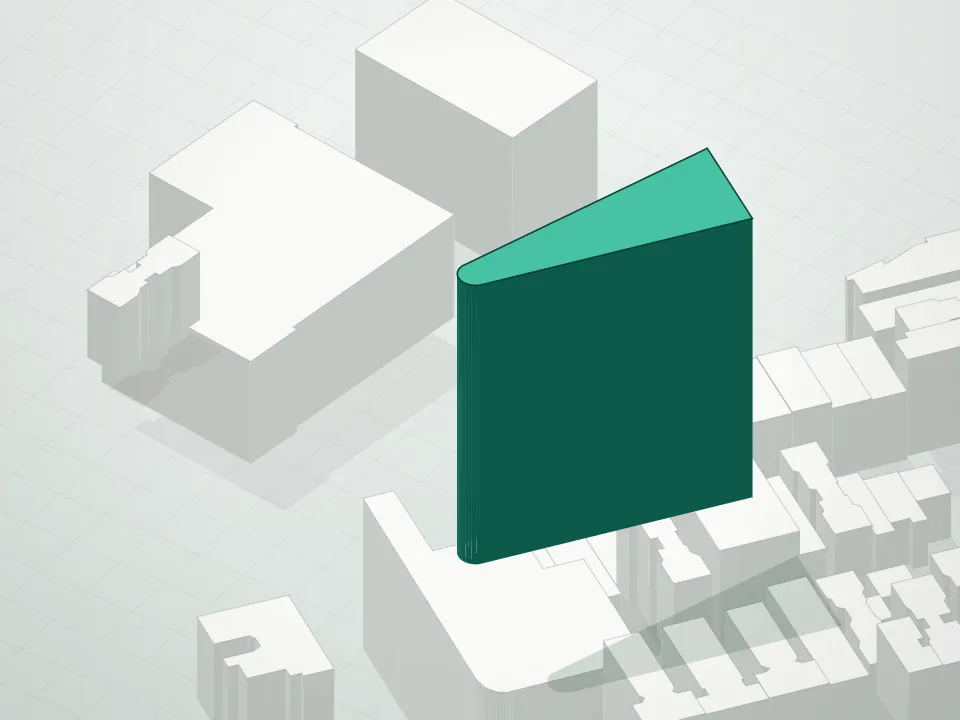 3D massing drawing of 145 Americas Condominium and neighboring buildings