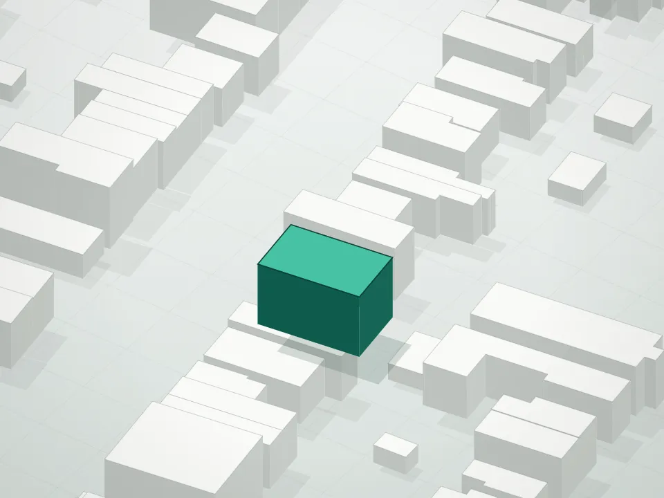 3D massing drawing of 35 East 4th Street Condo and neighboring buildings