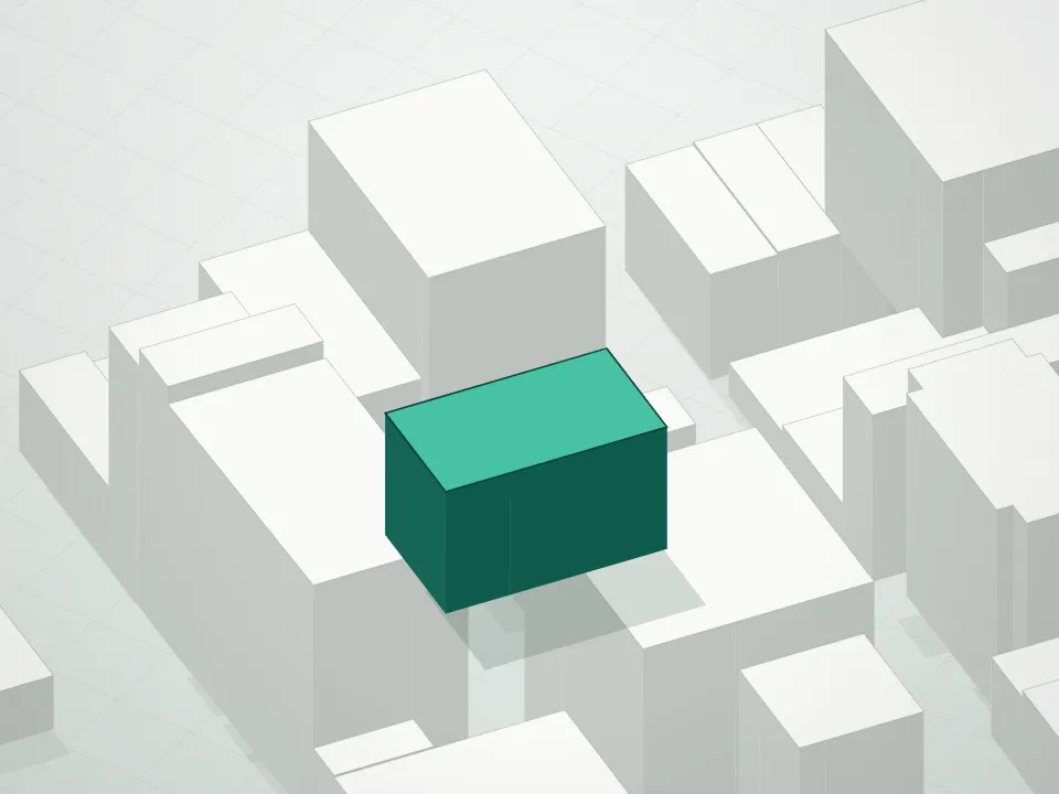 3D massing drawing of 452 West 19 Condominium and neighboring buildings