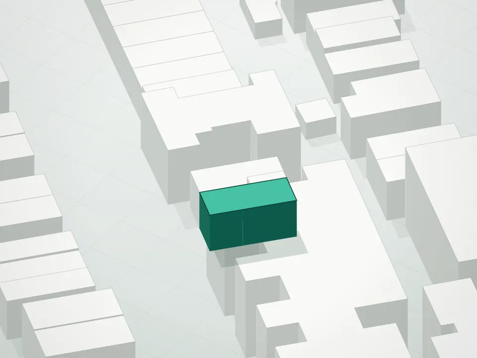 3D massing drawing of 1845 83rd Street Condo and neighboring buildings