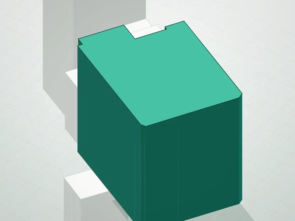 3D massing drawing of Plaza Condominium and neighboring buildings