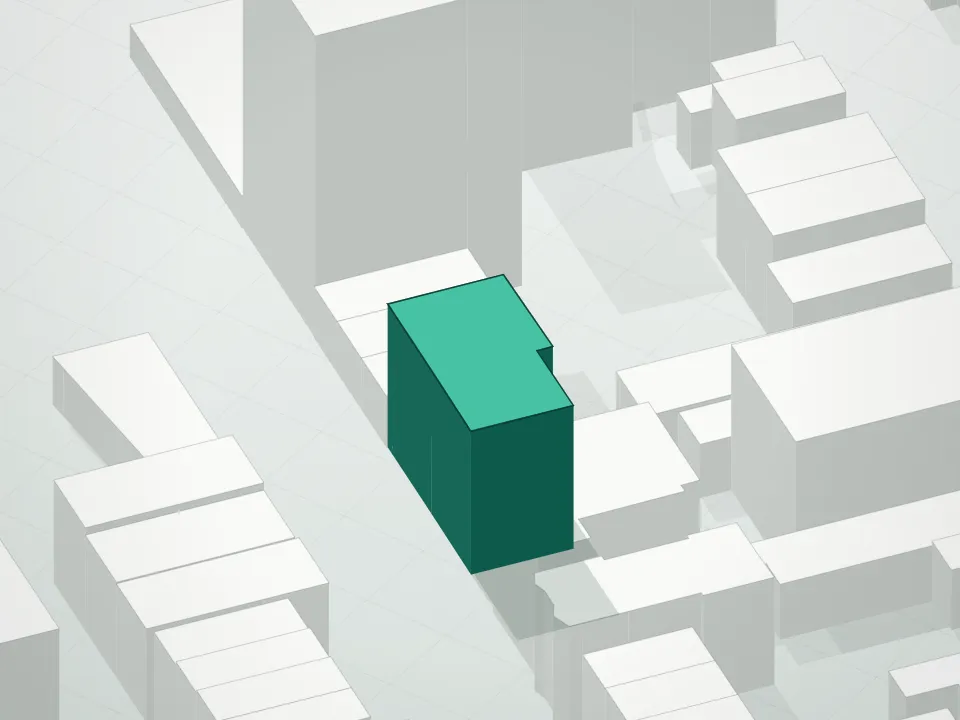 3D massing drawing of 267-273 First Street Condominium and neighboring buildings