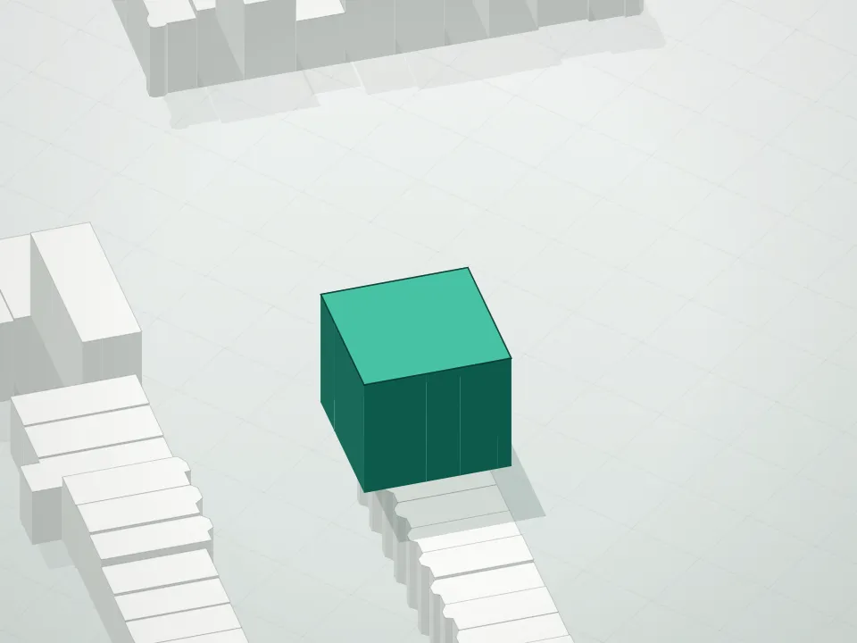 3D massing drawing of 415 36th Street Condominium and neighboring buildings