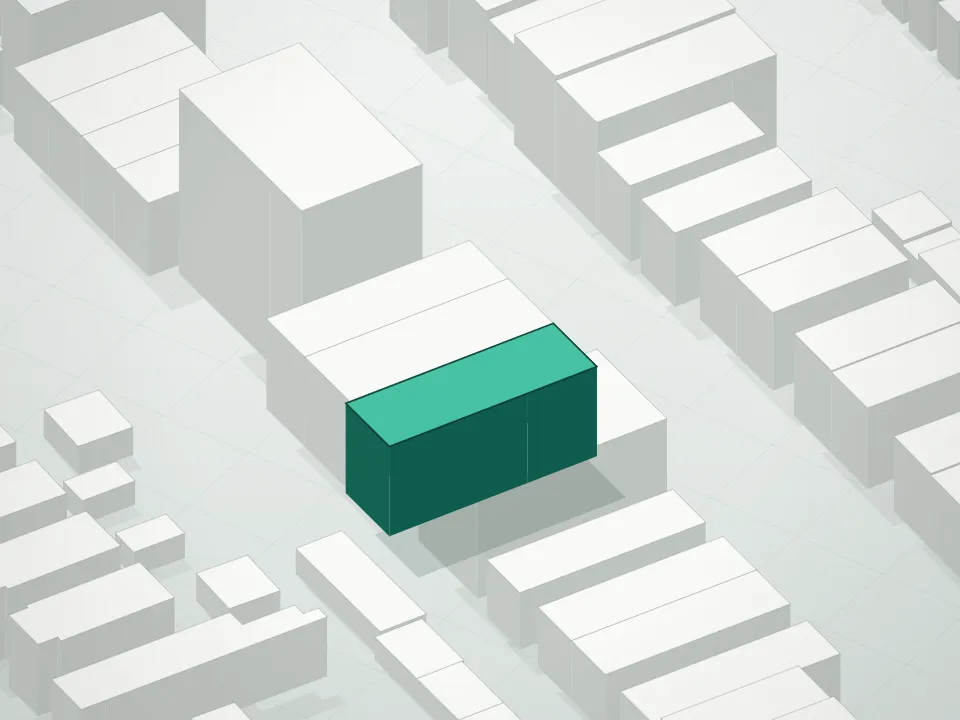 3D massing drawing of 724-728 East 221st Street Condominium and neighboring buildings