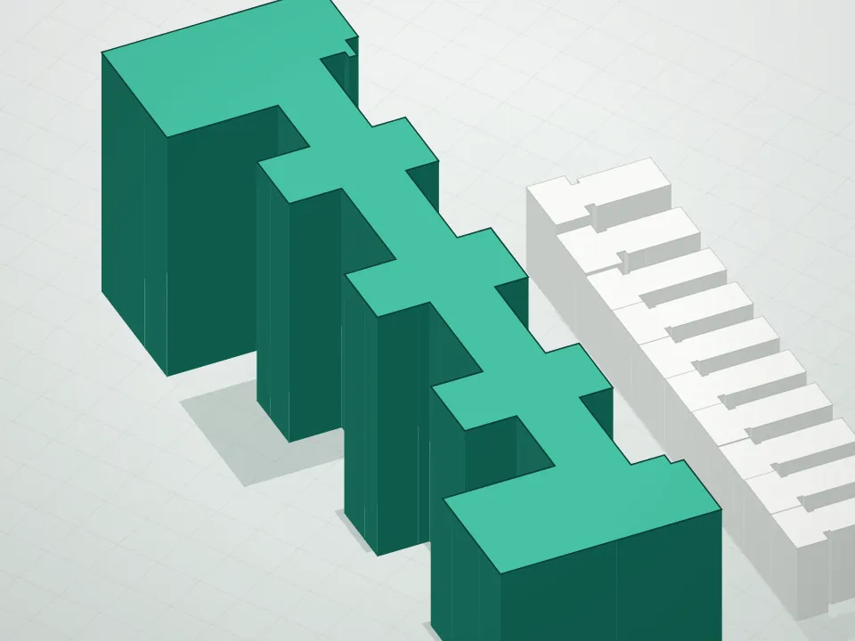 3D massing drawing of Manhattan House Condo/200 East 66th St and neighboring buildings