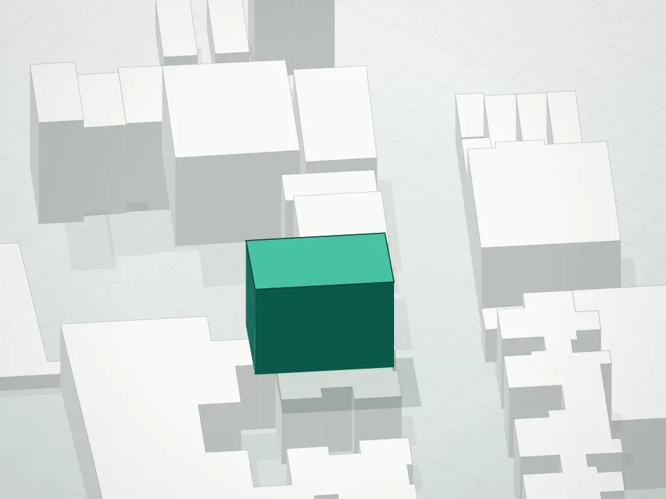 3D massing drawing of Star Tower Condominium and neighboring buildings