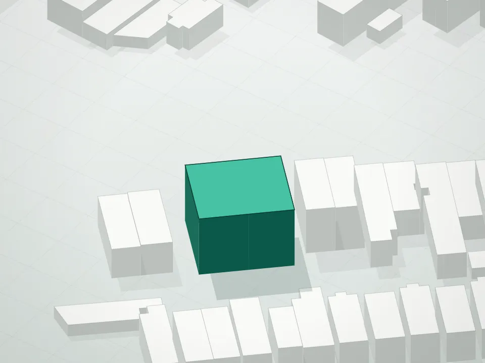 3D massing drawing of Grandview Condominium and neighboring buildings
