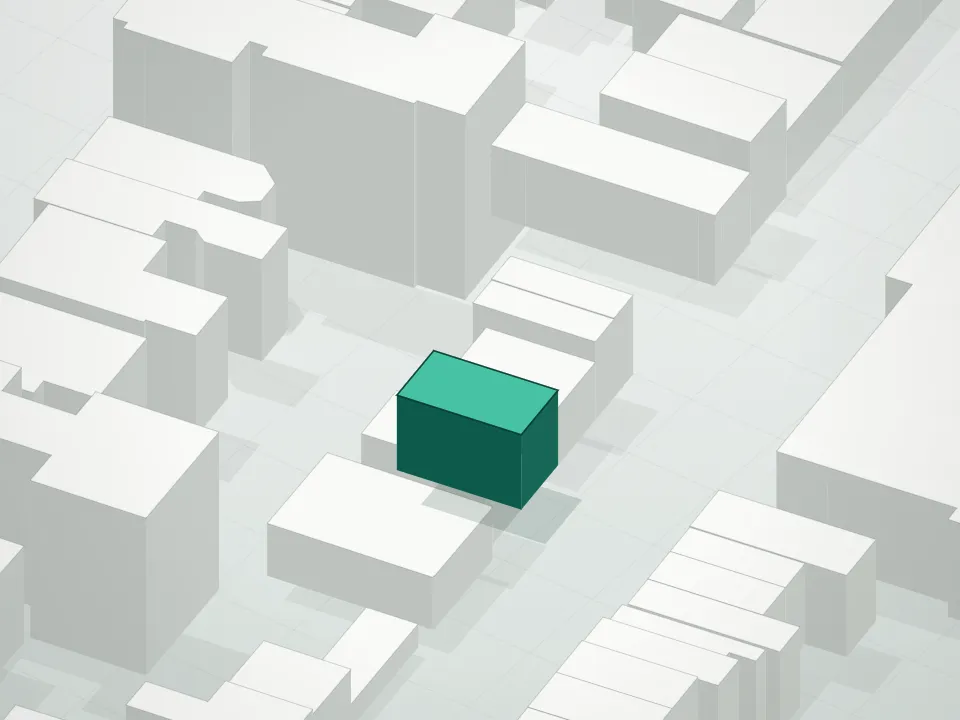 3D massing drawing of 430 Waverly Avenue Condominium and neighboring buildings