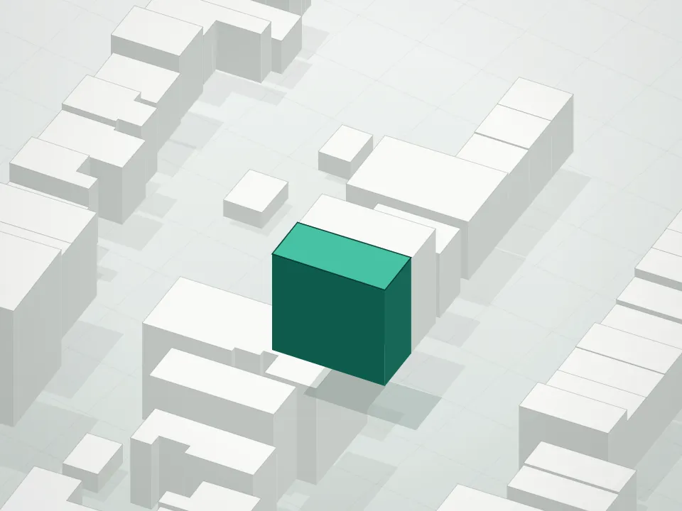 3D massing drawing of 80-82 Adelphi Street Condominium and neighboring buildings