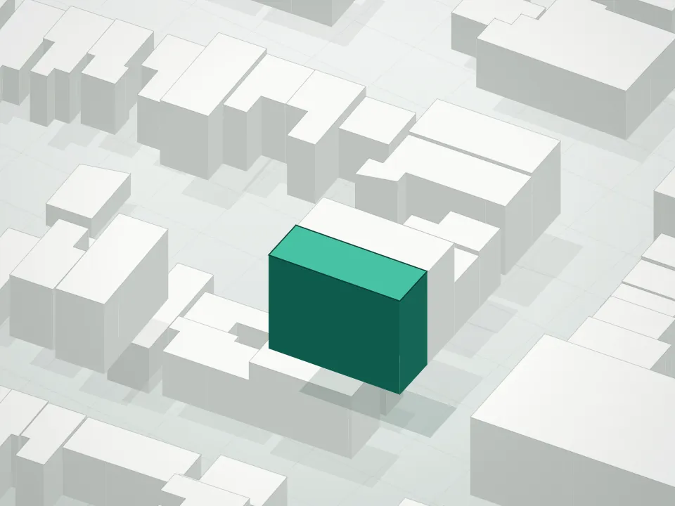 3D massing drawing of 273-275 Manhattan Avenue Condominium and neighboring buildings