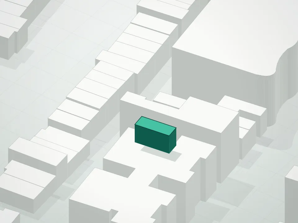 3D massing drawing of 134 West End Avenue Condominium and neighboring buildings