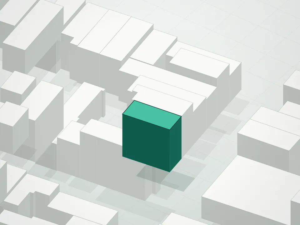 3D massing drawing of 151-153 Manhattan Avenue Condominium and neighboring buildings