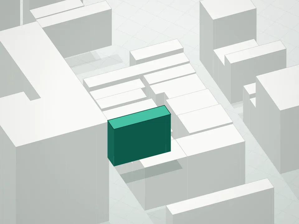 3D massing drawing of 47 Murray Street Condominium and neighboring buildings