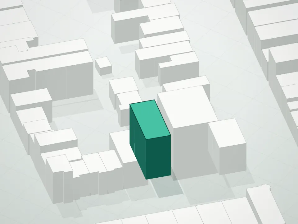 3D massing drawing of 712 6th Avenue Condominium and neighboring buildings