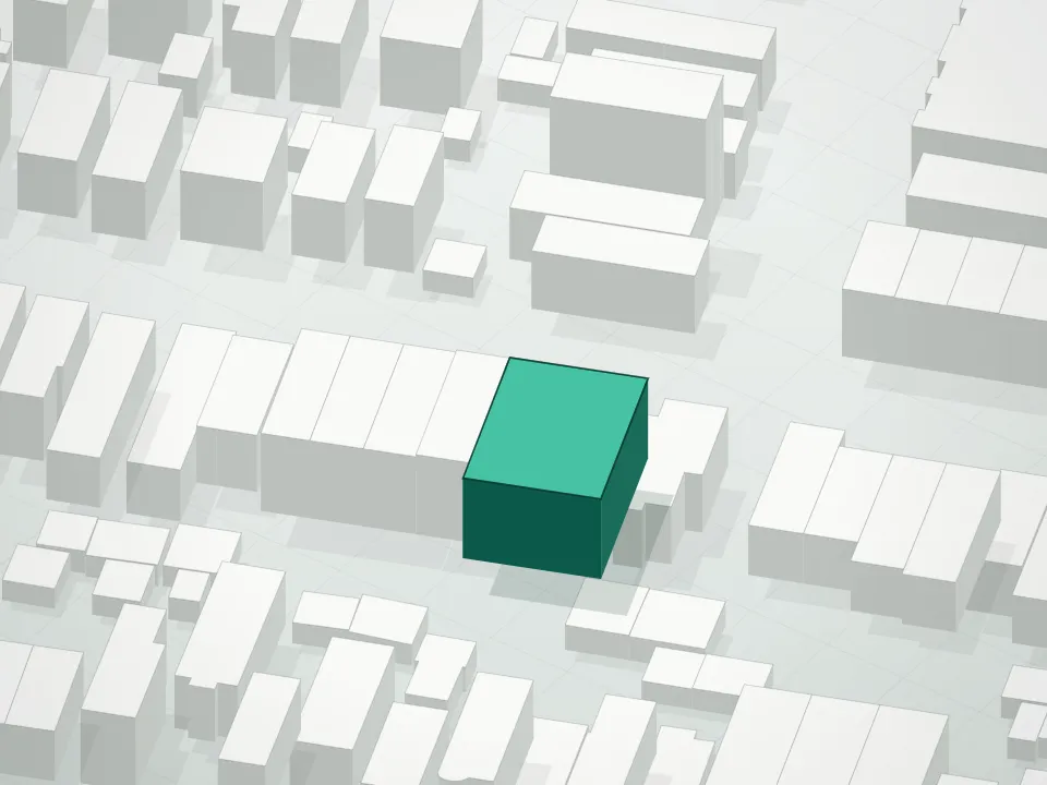 3D massing drawing of Wenzhou Tower Condominium and neighboring buildings