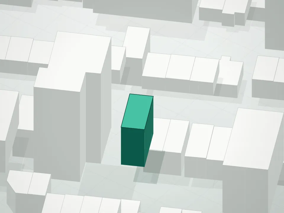 3D massing drawing of Avery Hills Condominium and neighboring buildings
