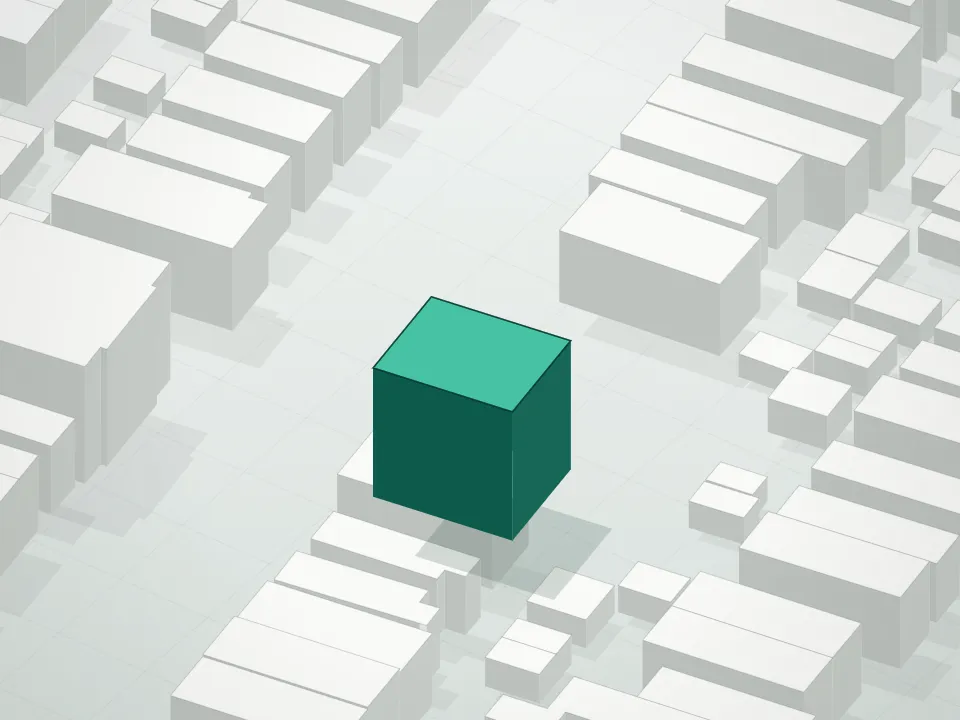 3D massing drawing of 1549 West 3rd Street Condominium and neighboring buildings
