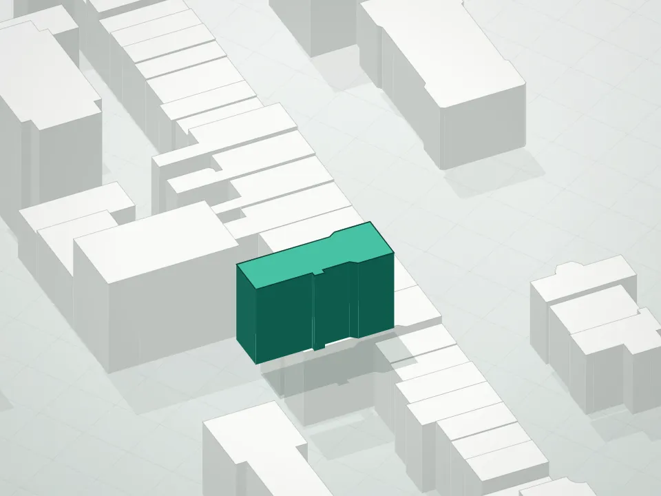 3D massing drawing of 422 West 20th Street Condominium and neighboring buildings