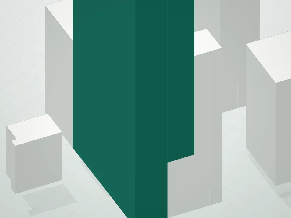 3D massing drawing of 432 Park Condominium and neighboring buildings