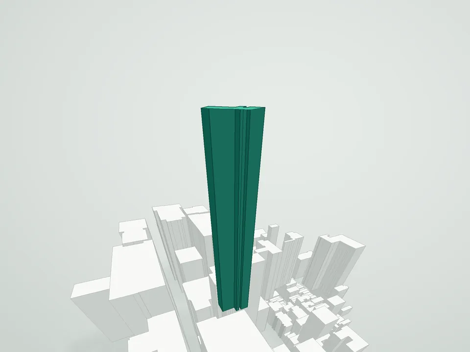 3D massing drawing of 20 West 53rd Street Condominium, 20 West 53rd Street, Manhattan, and neighboring buildings