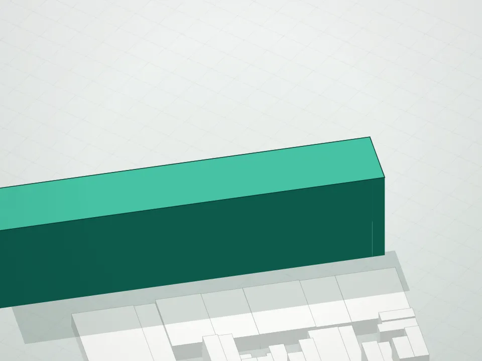 3D massing drawing of New York Dock Building and neighboring buildings
