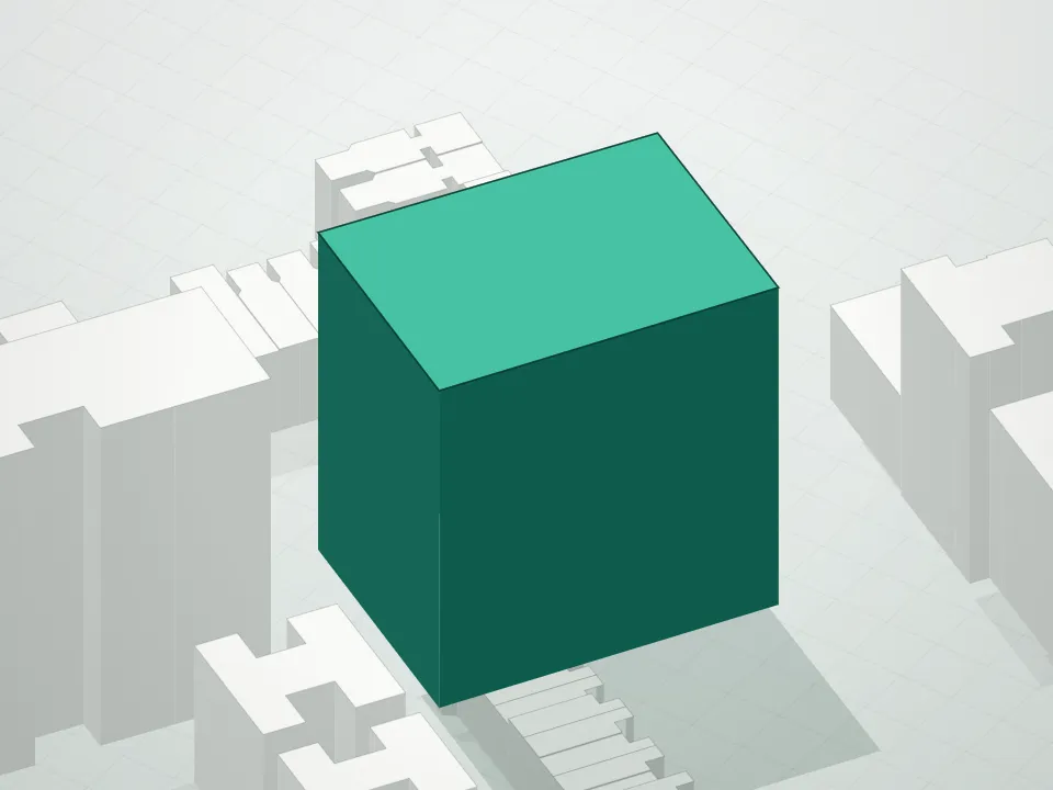 3D massing drawing of 175 West 95 Condominium and neighboring buildings