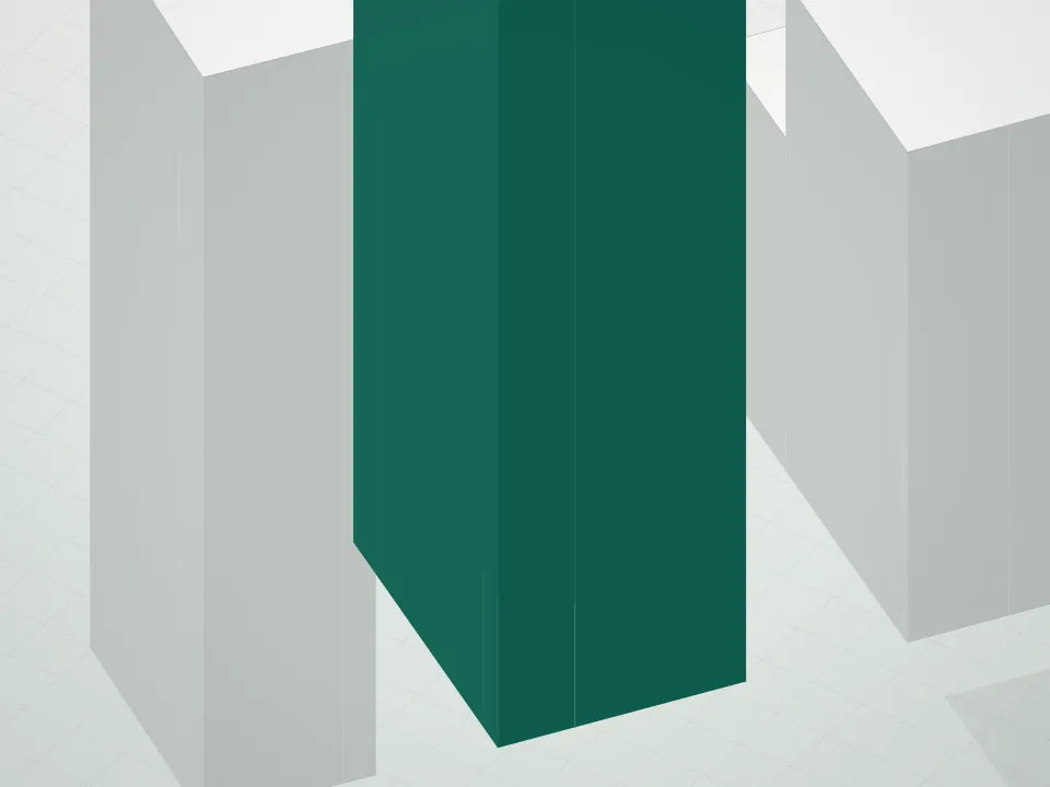 3D massing drawing of Woolworth Tower Residences and neighboring buildings