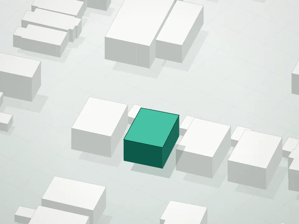 3D massing drawing of On The Sound Condominium and neighboring buildings
