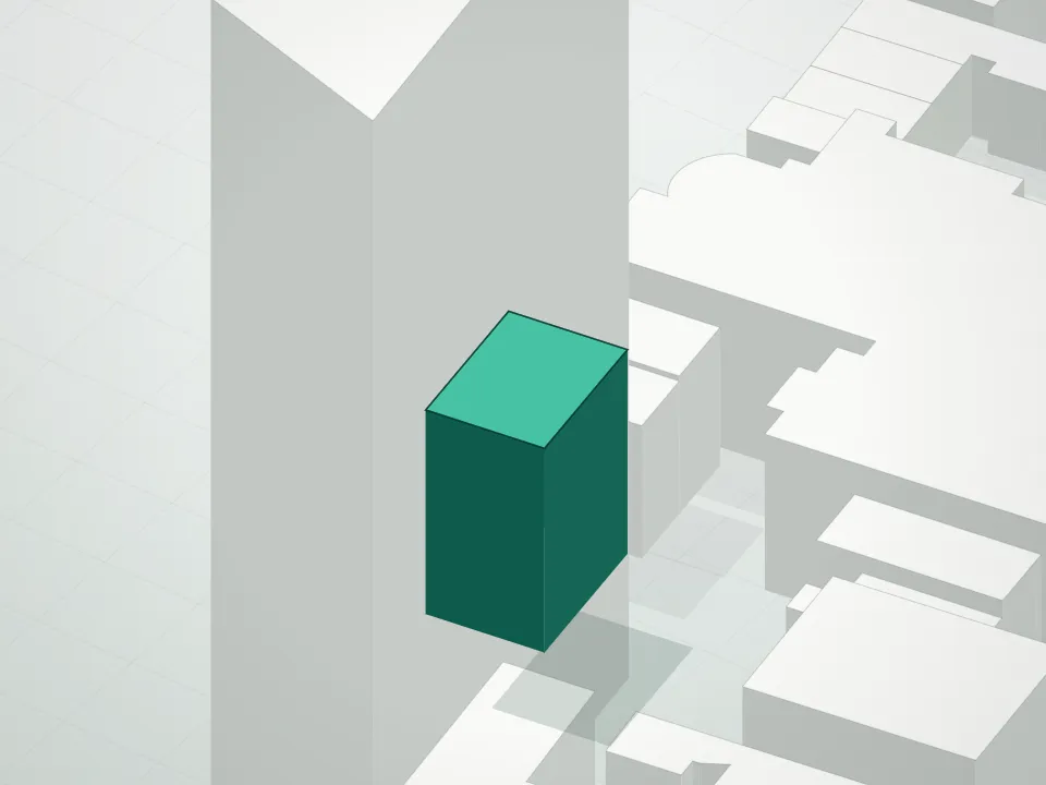3D massing drawing of 531 Vanderbilt Avenue Condominium and neighboring buildings