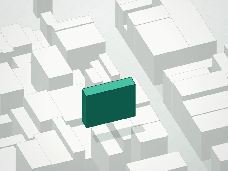 3D massing drawing of 52 Wooster Street Condominium and neighboring buildings