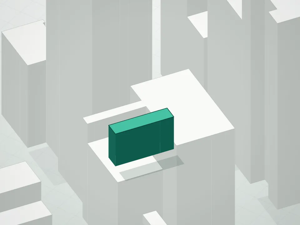 3D massing drawing of 118 East 59th Street Condominium and neighboring buildings