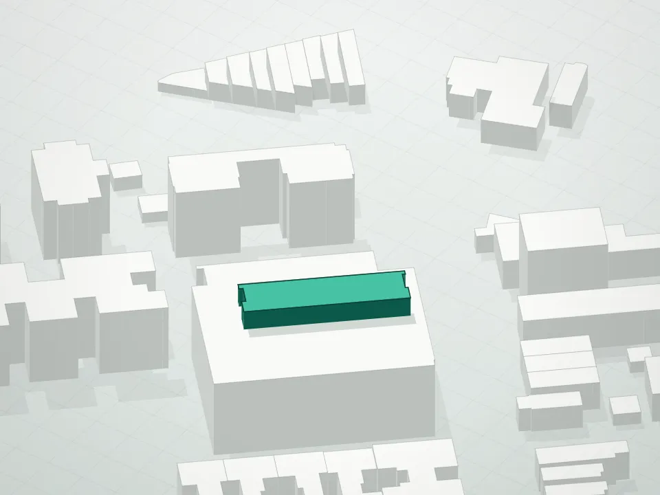 3D massing drawing of 86-50 Dongan Avenue Condominium and neighboring buildings
