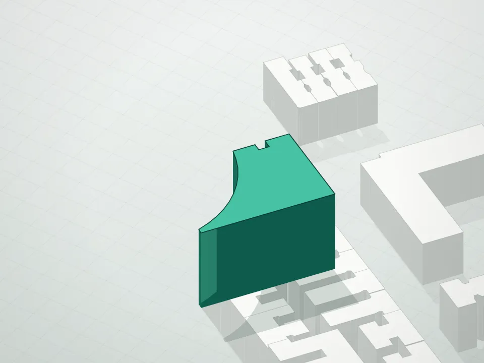 3D massing drawing of 285 West 110th Street Condominium and neighboring buildings