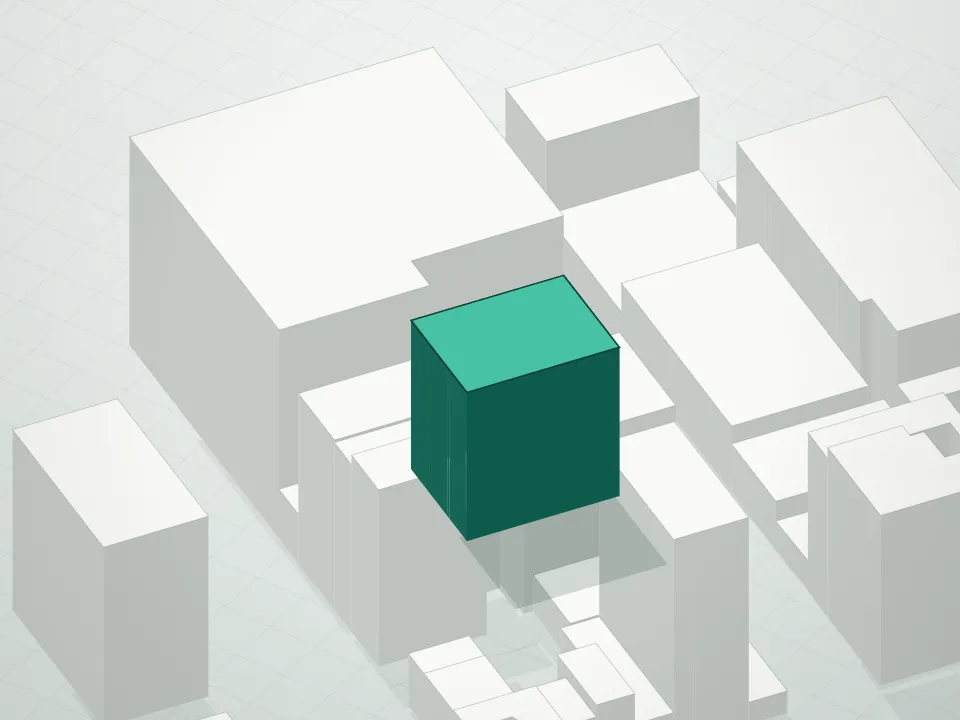 3D massing drawing of 514 West 24th Street Condominium and neighboring buildings