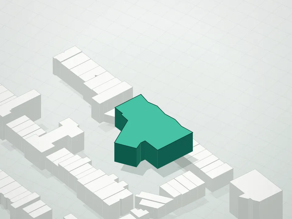 3D massing drawing of 280 St. Marks Avenue Condominium and neighboring buildings