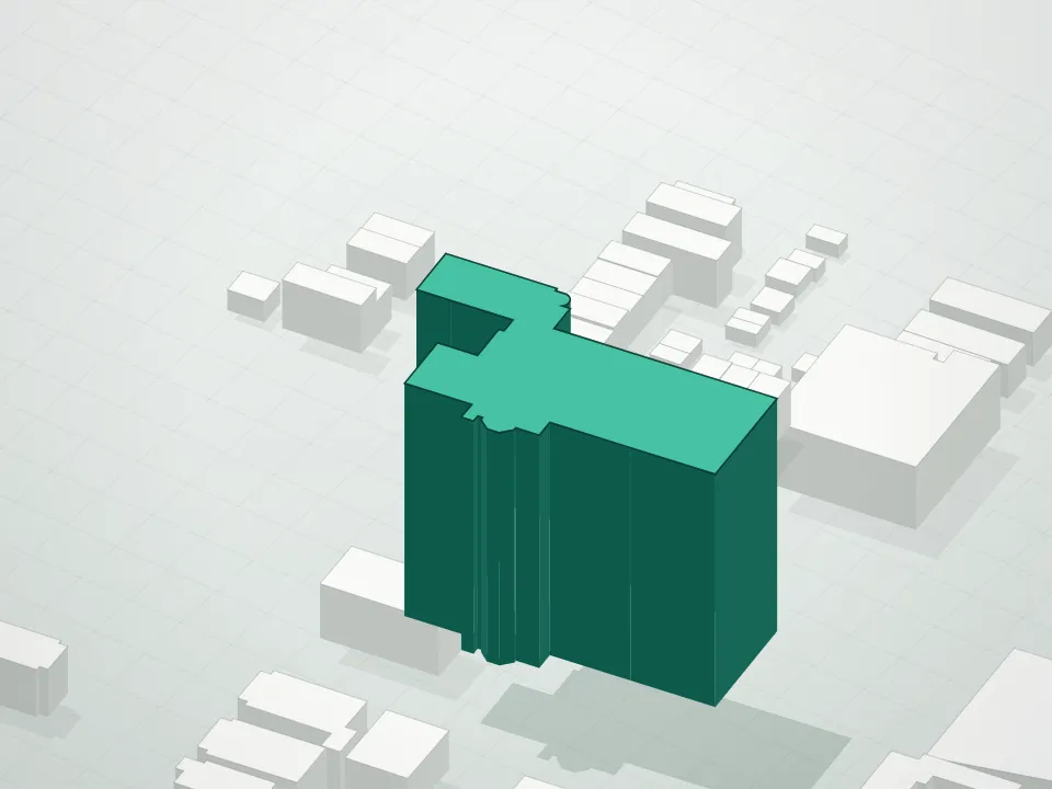 3D massing drawing of 2493 Ocean Avenue Condominium and neighboring buildings