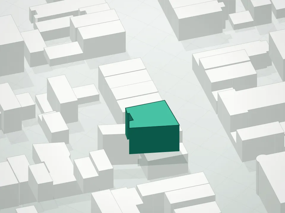 3D massing drawing of 172 Wilson Avenue Condominium and neighboring buildings