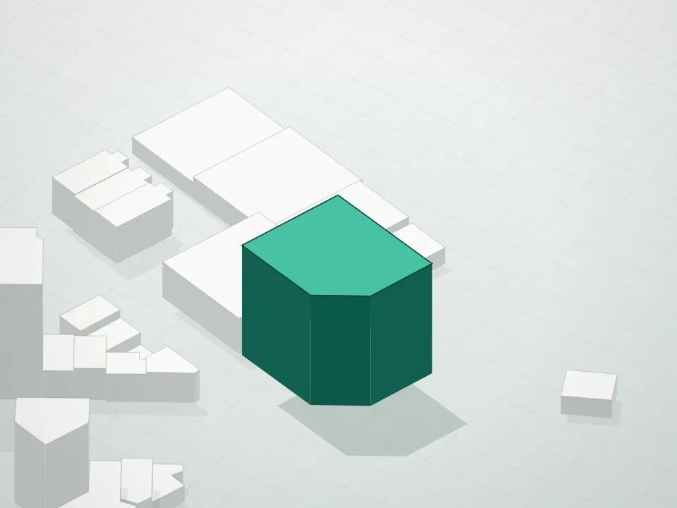 3D massing drawing of Jackson and neighboring buildings