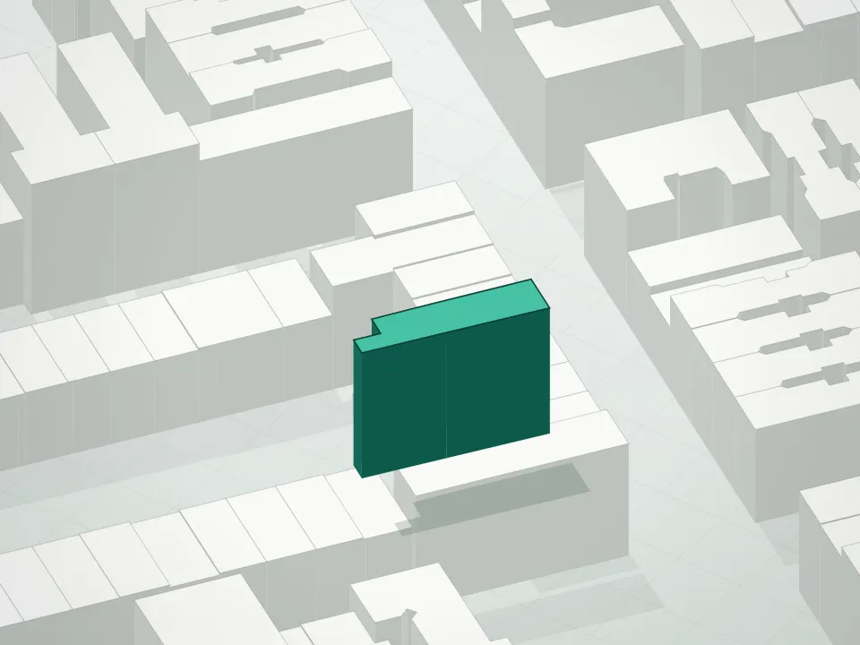 3D massing drawing of Bleecker 178 Condominium and neighboring buildings