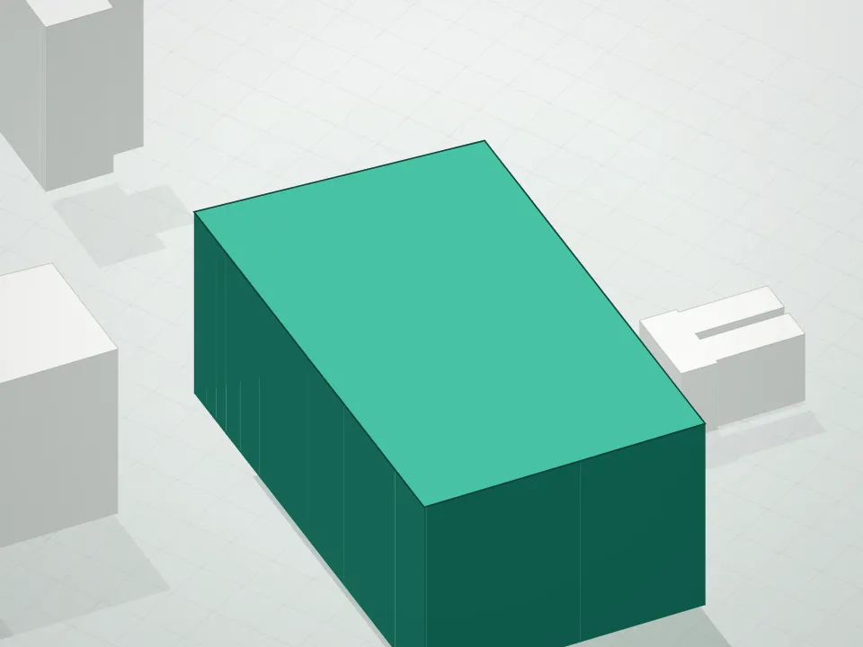3D massing drawing of Belnord Condominium and neighboring buildings