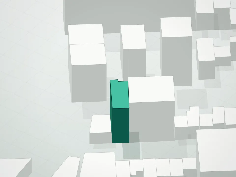 3D massing drawing of Bayard Pointe and neighboring buildings