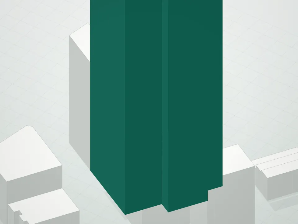 3D massing drawing of Central Park Tower Condominium and neighboring buildings