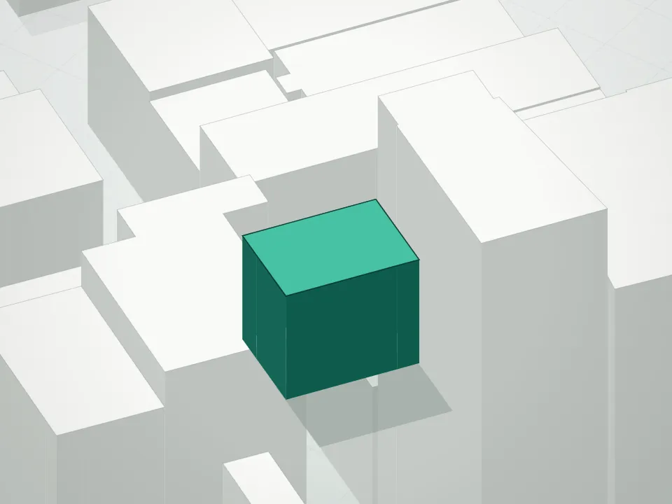 3D massing drawing of 66 Reade Condominium and neighboring buildings