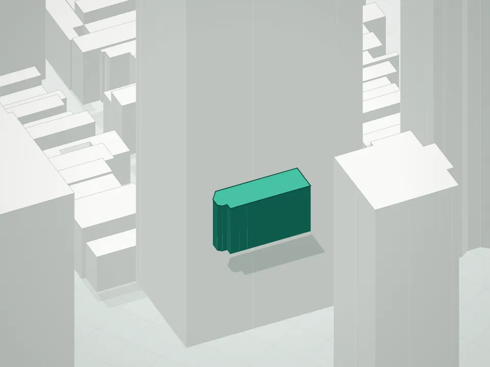 3D massing drawing of 184 E. 64th Street Condominium and neighboring buildings